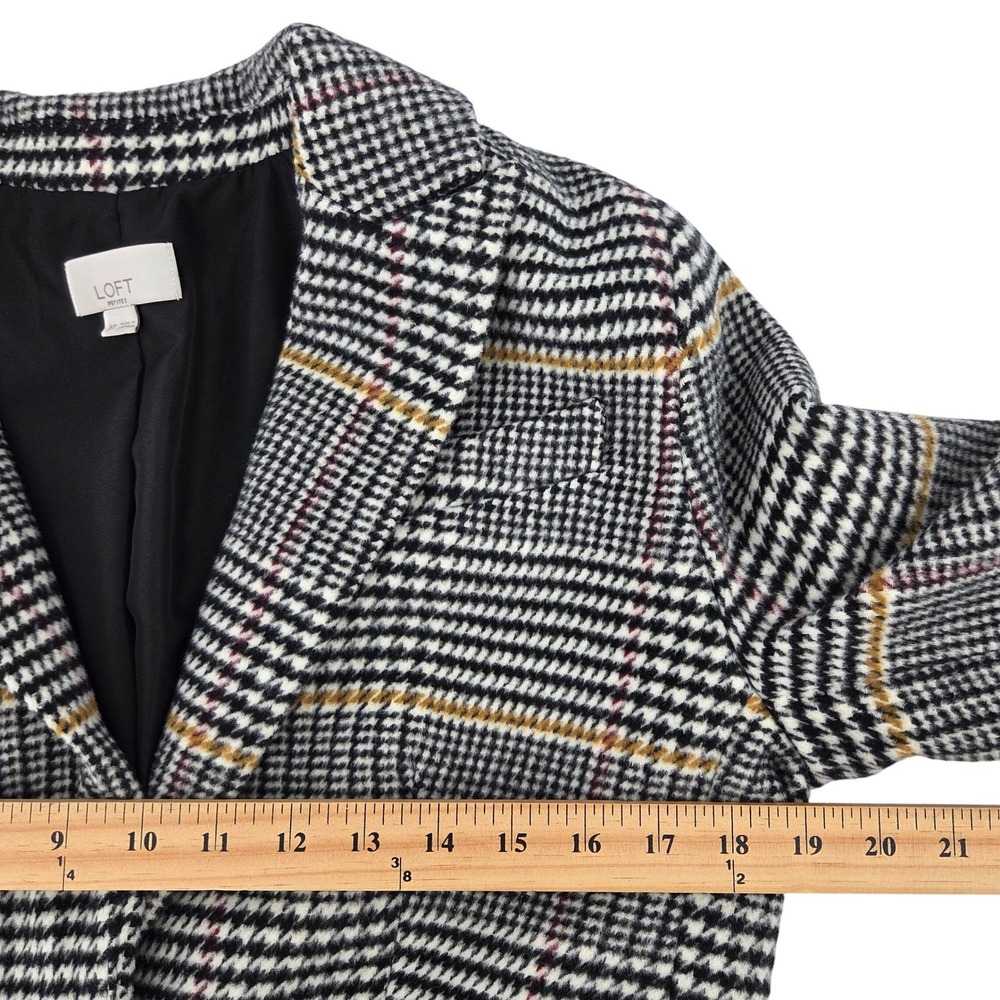 LOFT Petites Houndstooth Blazer Jacket 8P Black White Wool Blend Coat - Picture 7 of 9